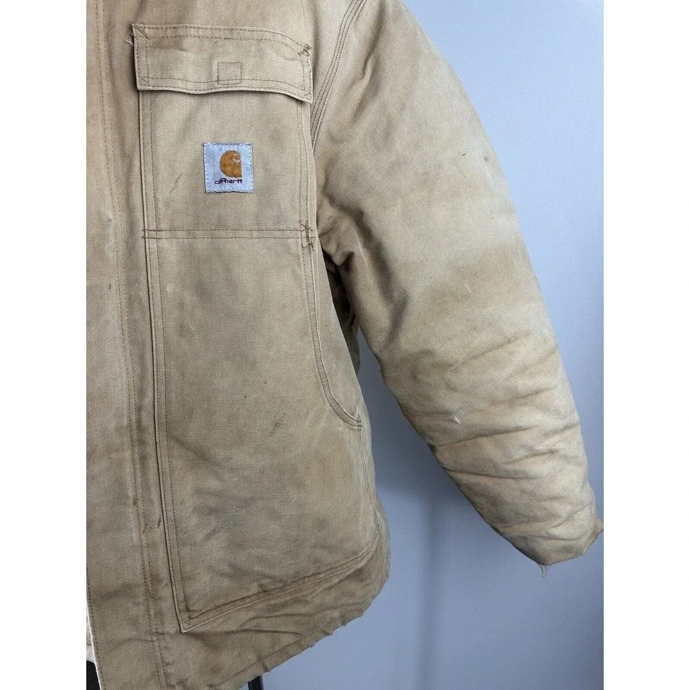 Vtg Carhartt Coat Men's 46 Quilt Lined CQ186 CQ185 Chore Ranch Corduroy Collar - Picture 9 of 16